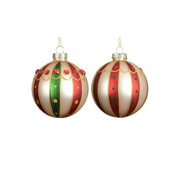 SFERA VETRO D.8CM. 3 ASSORTITE ROSSO E VERDE